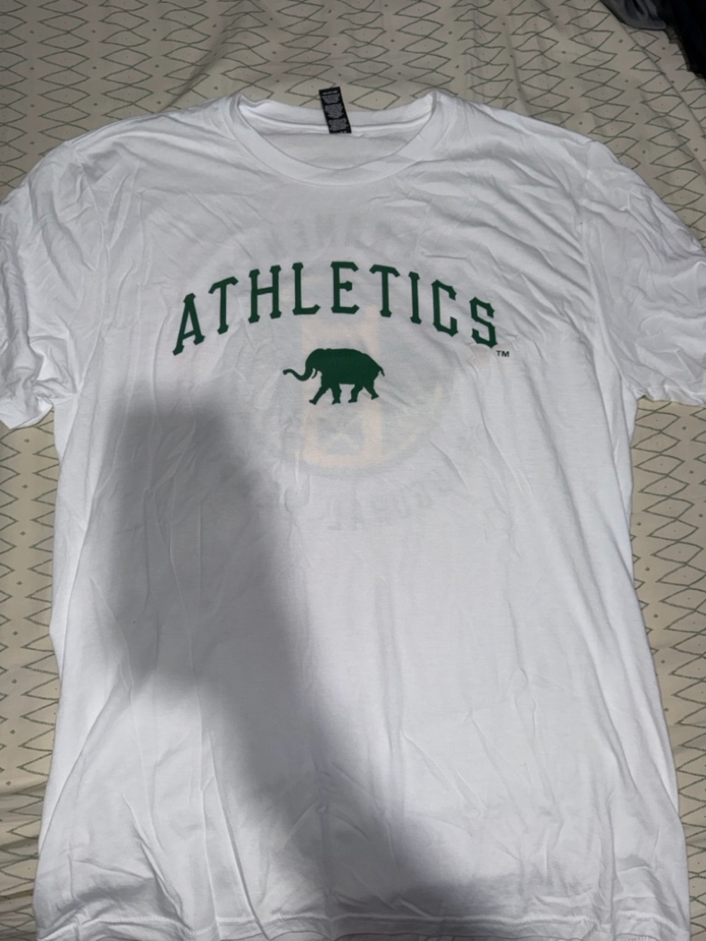 District White Short Sleeve 'Athletics' T-Shirt with Green Logo